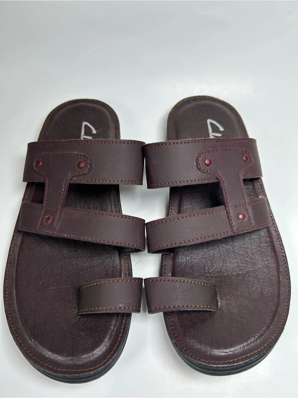 Brown Three-Strap Slide Sandals Size EU 40 (US Men's 7.5)